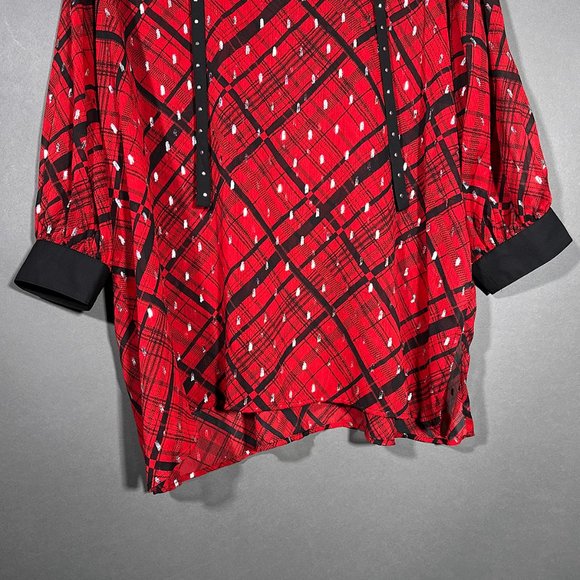 NWT Slim Factor Investments Blouse Long‎ Sleeve Sheer Tie Size XL - Picture 4 of 16